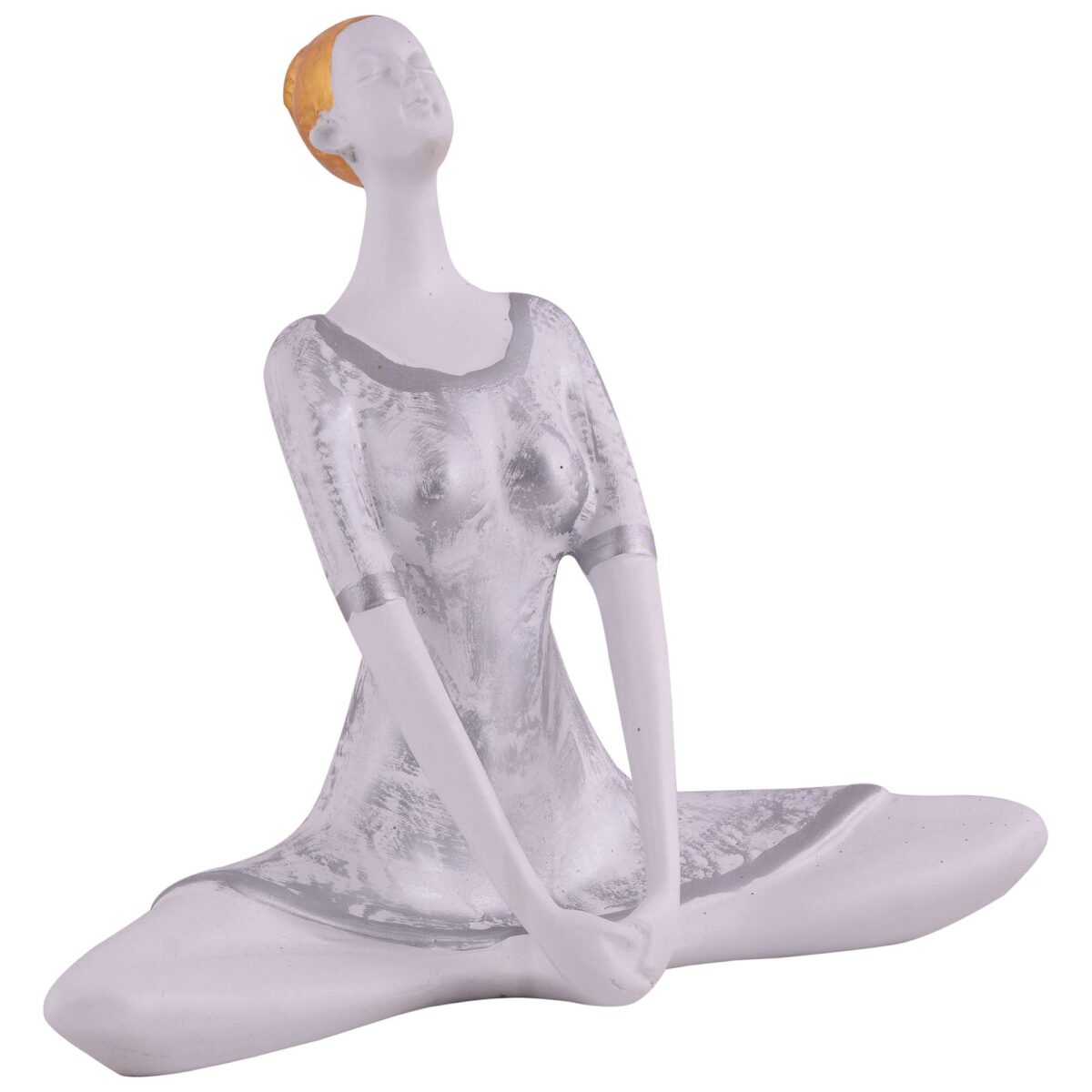 Suitable for home decor Yoga Posture Lady Statue Idol for Home Yoga Statue admirable piece of gift (silver) - Image 4