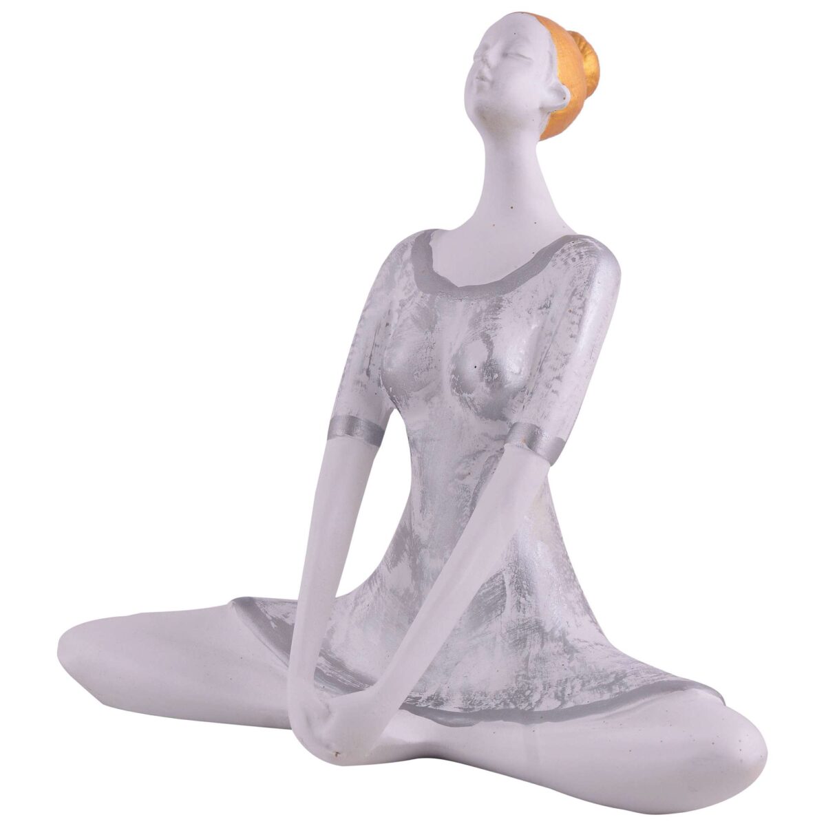 Suitable for home decor Yoga Posture Lady Statue Idol for Home Yoga Statue admirable piece of gift (silver) - Image 3