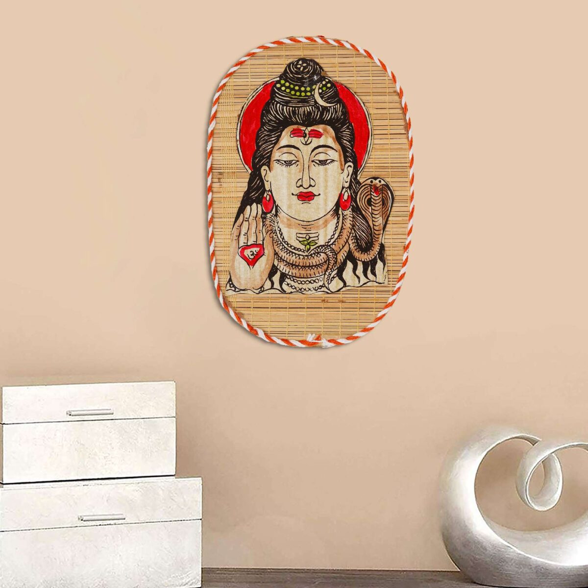 Bamboo Hand Crafted Wall Hangings Of Lord Shiva For Home Decor | Bamboo Art For Wall Decor Painting - Image 4