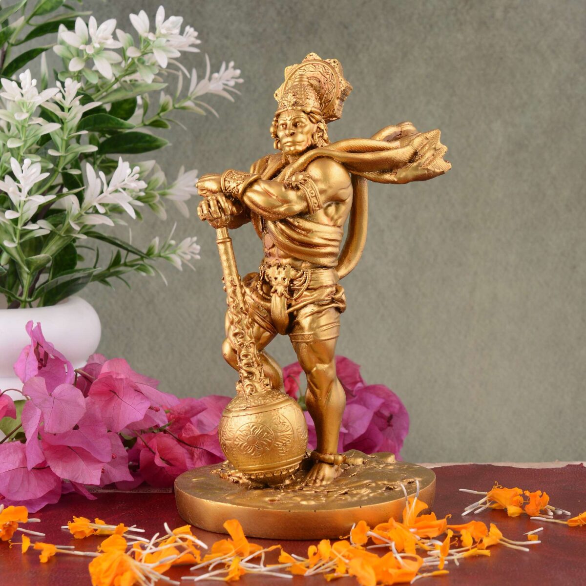 Bahubali Hanuman Ji Murti for Car Dashboard Home Decor Pooja Room Office Table Wall Bajrangbali Idol Statue Showpiece Decoration Gift Items