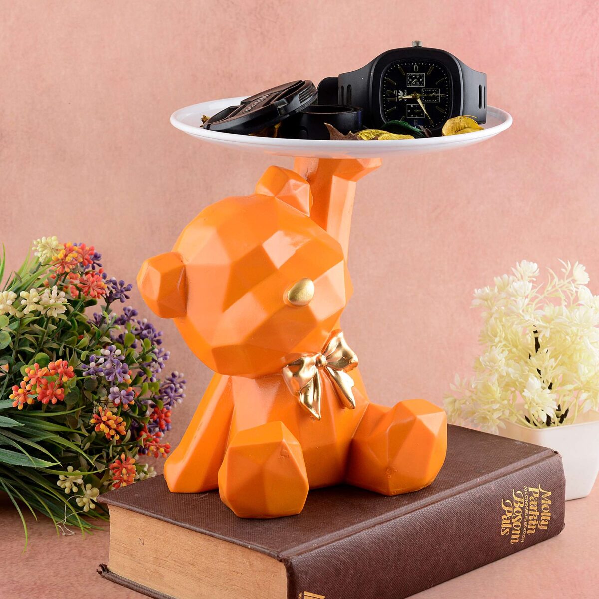 Cool Taddy Bear Showpiece for Home Decorative Showpiece | Taddy Bear with Paltter Statue for Home Decor Showpiece | Home Kitchen Decor | Office Decorative Item -1