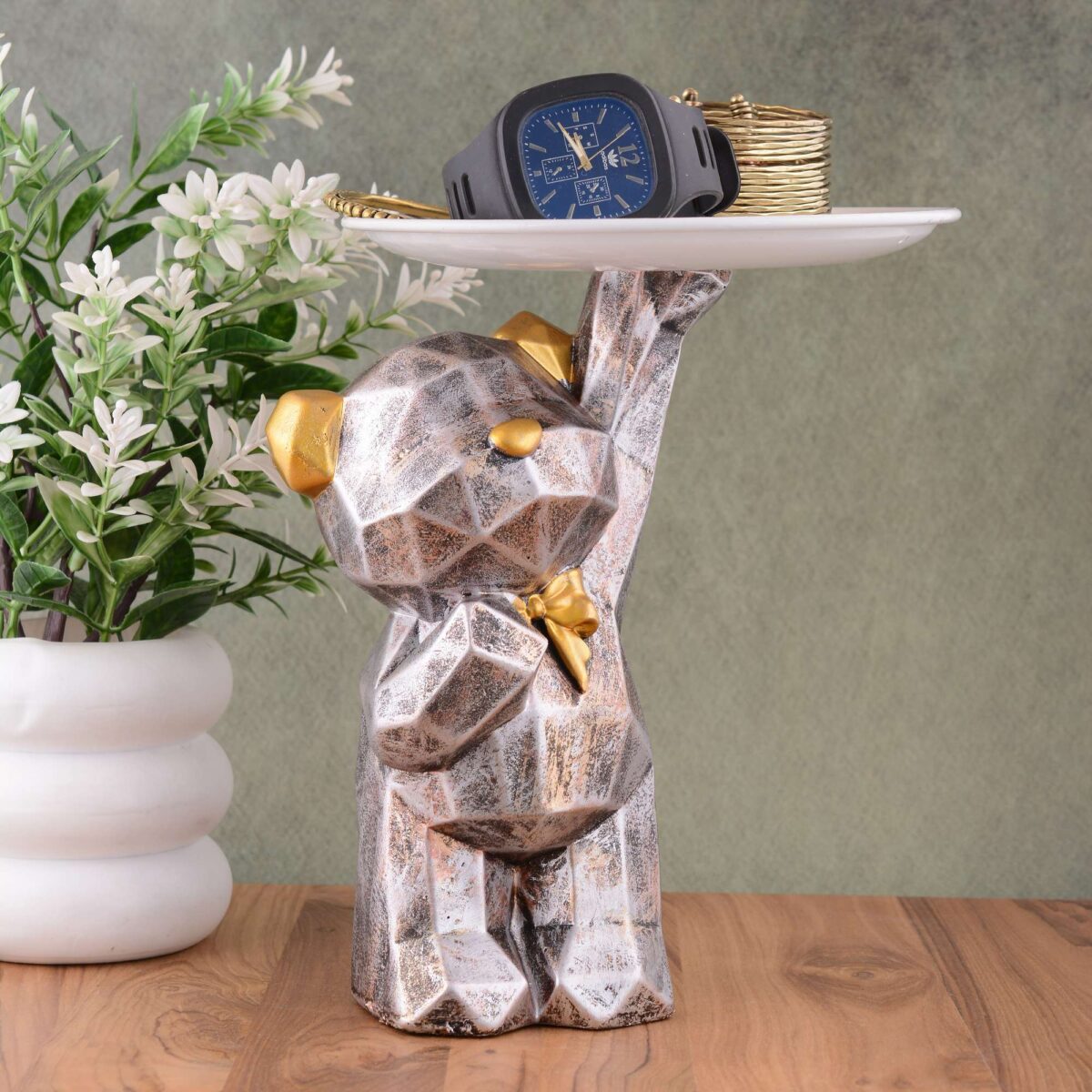 Cool Taddy Bear Showpiece for Home Decorative Showpiece | Taddy Bear with Paltter Statue for Home Decor Showpiece | Home Kitchen Decor | Office Decorative Item -12