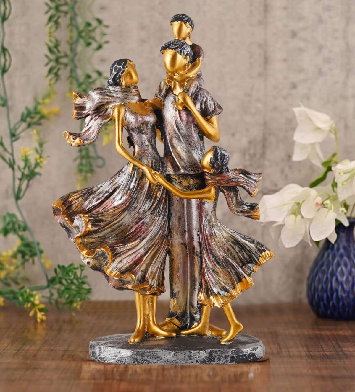 MOTHER and Father with Child complete faimily Love golden white Statue showpiece for Home Decor and Gifting