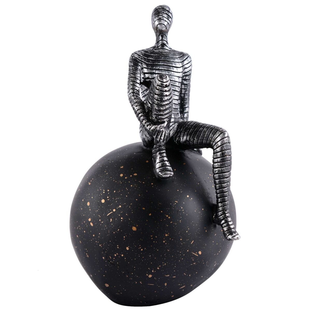 Men Sitting on Ball Showpiece for Home Decor Showpiece, Atlas Sculpture for Office Table Décor multicolour - Image 2